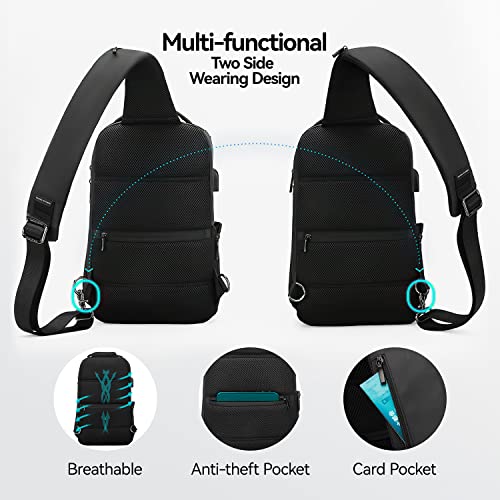 MARK RYDEN Sling Backpack Men, Waterproof Shoulder Bag with USB Charging Port and Adjustable Strap, Holds 9.7 Inch ipad, Sling Bag for Traveling, Sporting, Cycling, Daily - Image 4