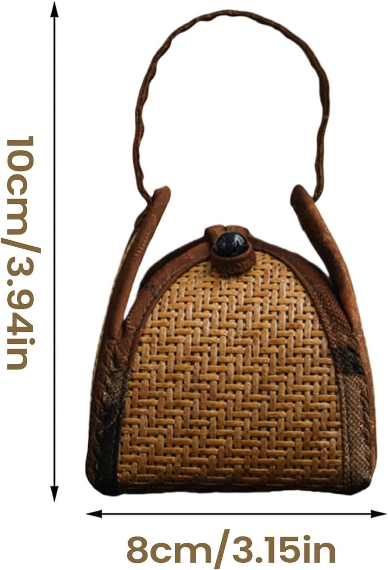 Portable Tea Cup Bag, Travel Rattan Teapot, Carrying Pouch Use with Handles, Storage Organizer for Collectors Entertainers Home, Tea Accessories, Kitchen Office Apartment Use for Dining Room - Image 5