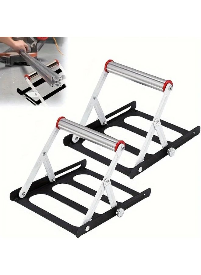 Adjustable Metal Folding Workbench Saw Bracket Platform Height Adjustable White Two Pieces - Image 1