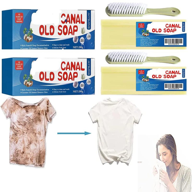 DqsWko Grand Underwear CleaningCanal Old Soap with BrushLaundry Bars Grand underwear cleaning canal old soap long lasting fragrance 2pcs