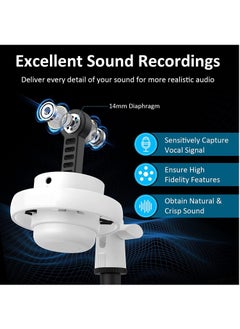 FlashHawk RGB Gaming Microphone for PC/PS5 with Volume Controlling, Pop Filter, Condenser Mic with Quick Mute, Podcast Microphone for Streaming Twitch/Discord/YouTube White  - Image 3