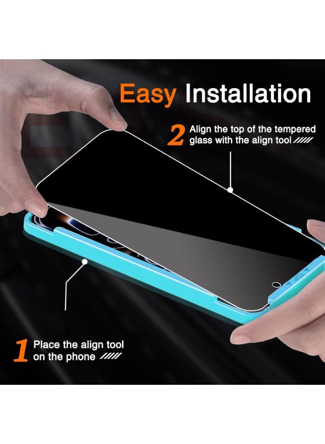 SYOSI Privacy Screen Protector for iPhone 17 Pro, Anti Spy Tempered Glass with Case Friendly Fit, 3 Pack Camera Lens Protector and Mounting Frame, Durable Scratch Resistant Accessories - Image 3