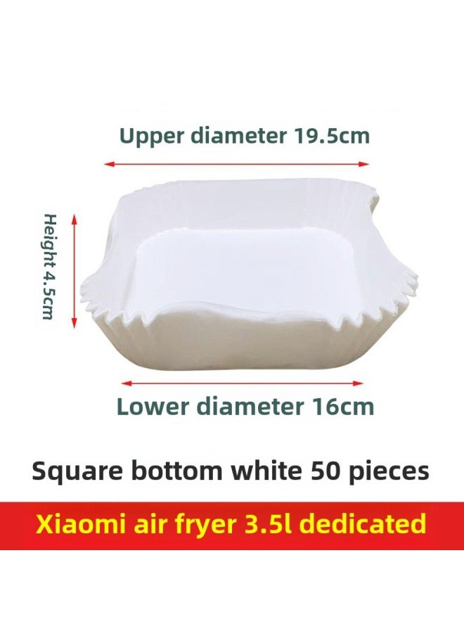 Generic - Millet Home Air Fryer Paper Special Square Food Grade Household Wash-free Pot. Small Size Non-stick Oil-absorbing Paper-Specifications:◆◇White Square Fryer Paper For 50 Xiaomi 3.5l Fryers◆◇ - Image 1