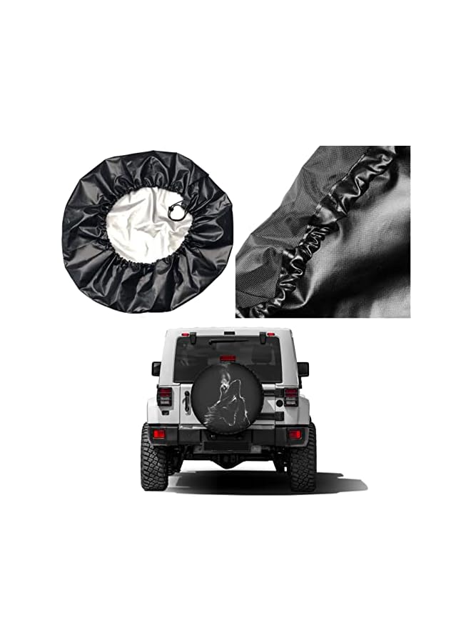 S-TOPBlack 3D Wolf Spare Tire Cover Dust-Proof Wheel Tire Cover Fit Trailer, RV, SUV and Many Vehicle 17 Inch - Image 2