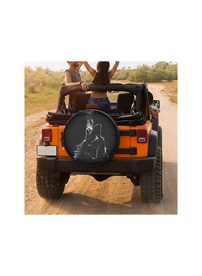 S-TOPBlack 3D Wolf Spare Tire Cover Dust-Proof Wheel Tire Cover Fit Trailer, RV, SUV and Many Vehicle 17 Inch - Image 1