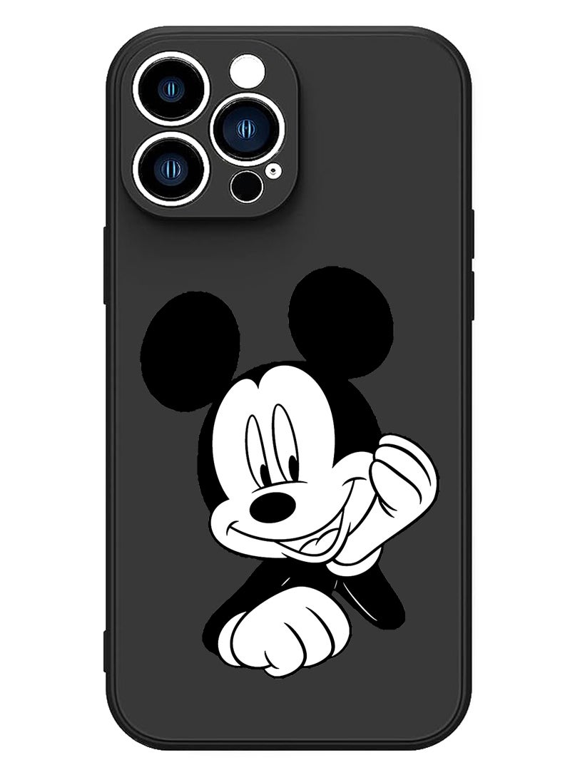Theodor Protective Slim Fit Case Liquid Silicone Cover with Full Body Protection Anti-Scratch Shockproof Case For iPhone 12 Pro Max Black  - Mickey - Image 1