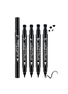 LAMUSELAND LAMUSELAND Eyeliner Stamp Wingliner, Waterproof Smudge-proof Liquid Eye Liner Gel Pen Set, Long Lasting Heart Black Thin Double Ended Pencil Makeup Tools for Women (4 Styles/Set) 
