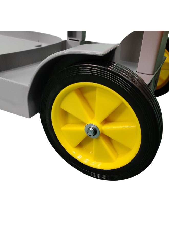 Amber Home Janitorial Cart Utility Cart Housekeeping Cart with Lid & Detachable Bag Heavy Duty 3 Shelf Cleaning Trolley for Restaurant, Hotels, Commercial, Industrial & Hospitality Grey - Image 3