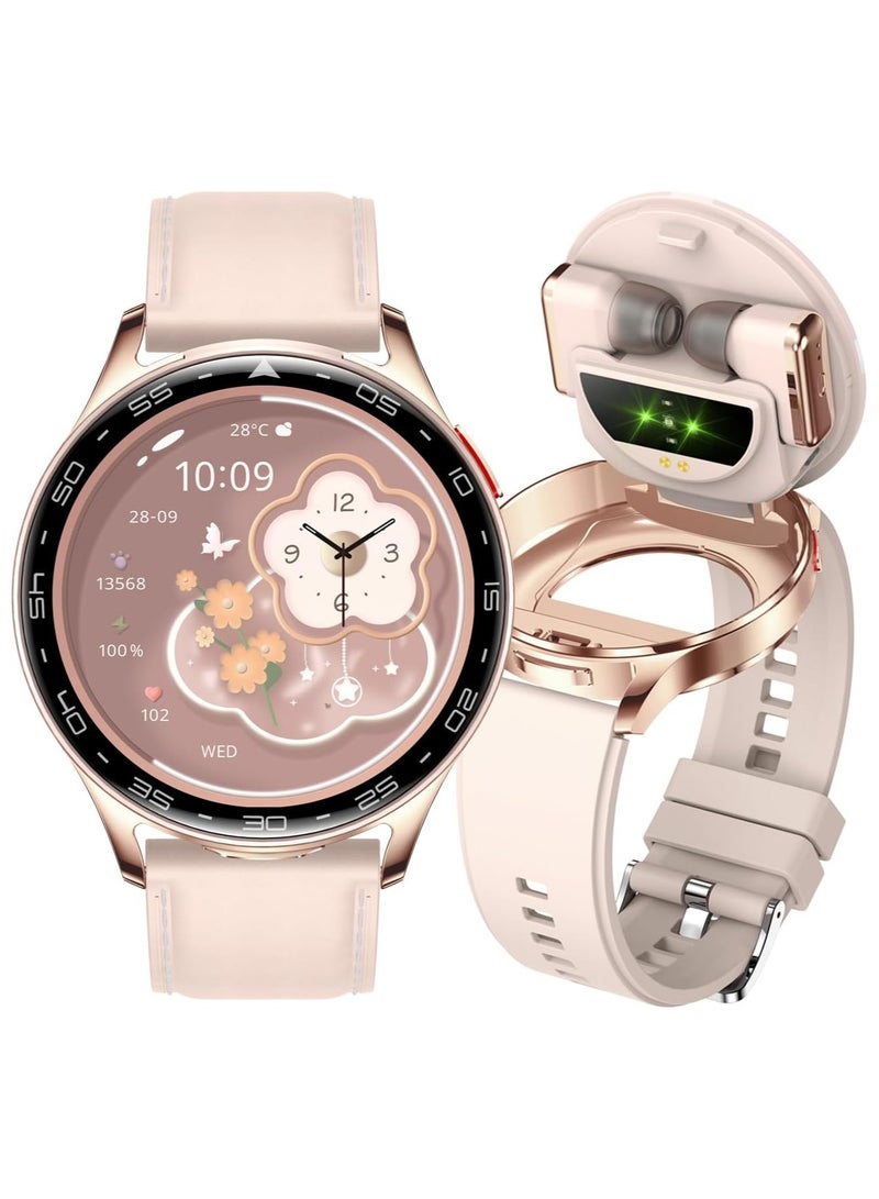Smartwatch with Earbuds - 2 in 1 Bluetooth Smartwatch 1.39 HD IPS Screen Smartwatch Fitness Tracker Long Time Standby Women Sports Smart Watch (Pink) - Image 1