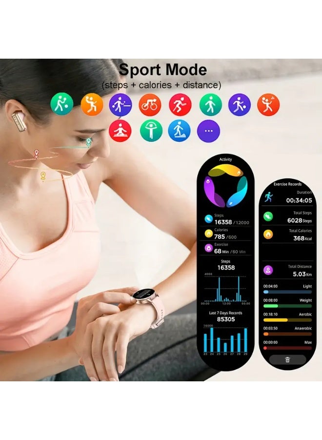 Smartwatch with Earbuds - 2 in 1 Bluetooth Smartwatch 1.39 HD IPS Screen Smartwatch Fitness Tracker Long Time Standby Women Sports Smart Watch (Pink) - Image 2