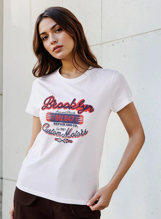 Splash FAV Regular Fit Cotton T-shirt with Graphic Print