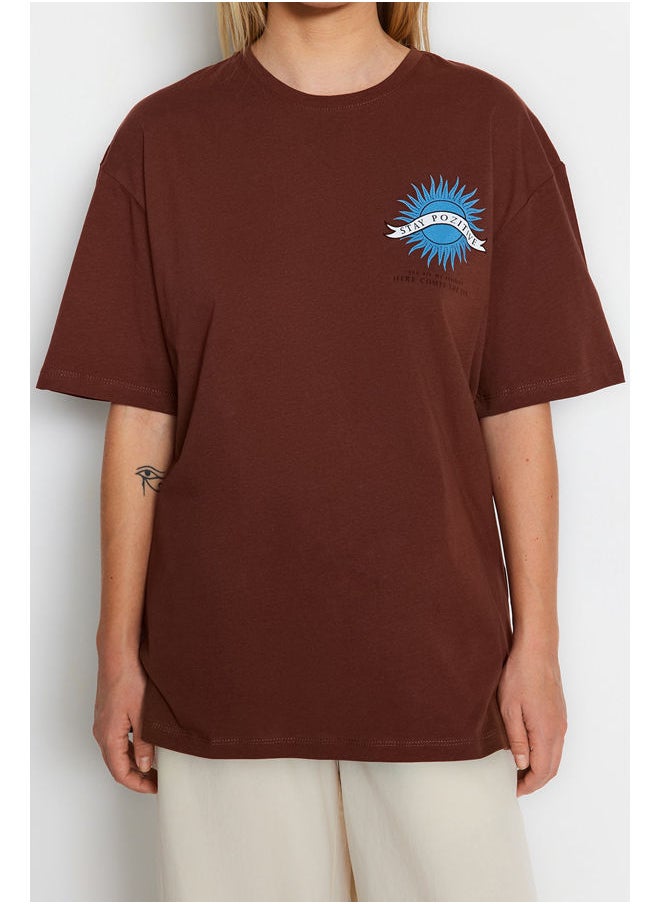 trendyol - T-Shirt - Brown - Oversize - Image 1