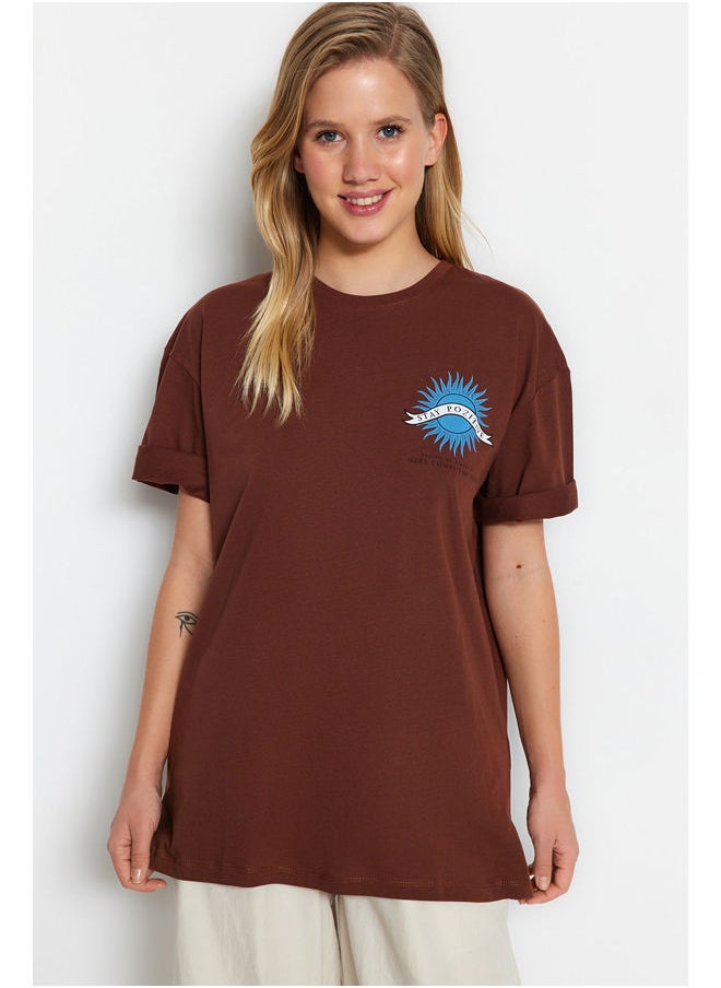 trendyol - T-Shirt - Brown - Oversize - Image 1