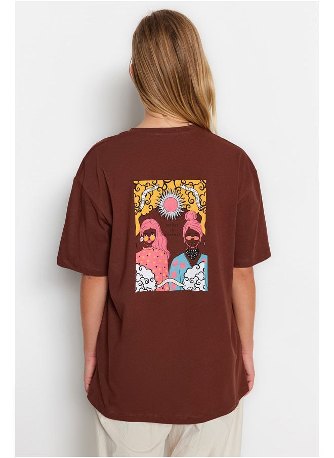 trendyol - T-Shirt - Brown - Oversize - Image 1