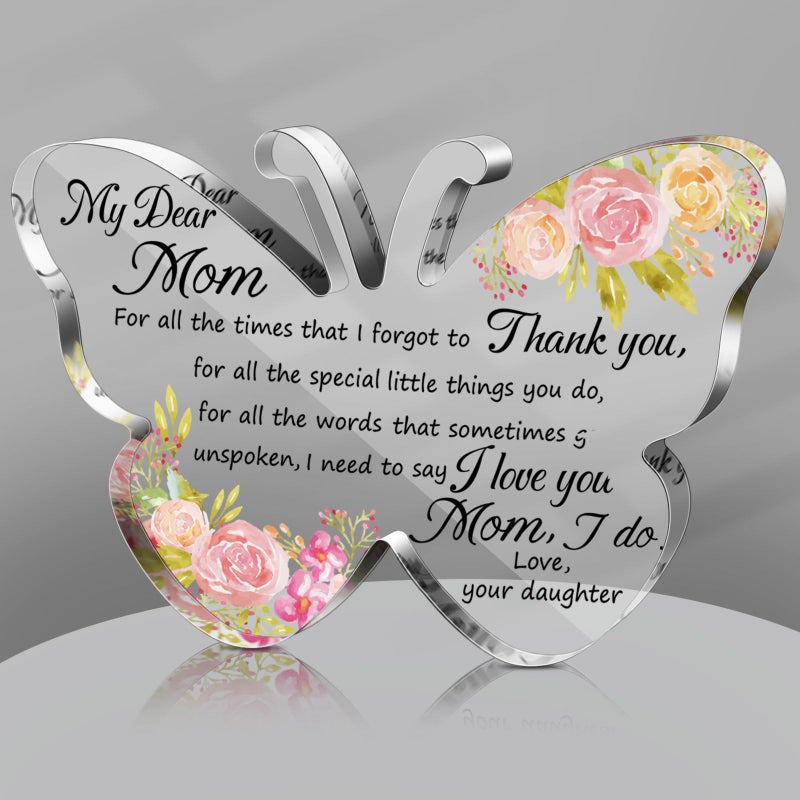 Jetec Mothers Day Gifts for Mom Acrylic Mom Gift Birthday Gift Sign Plaque Presents from Daughter Son Grateful Christmas Valentines Birthday Gifts 5.91 x 5.91 x 0.55 Inches(Lively) - Image 1