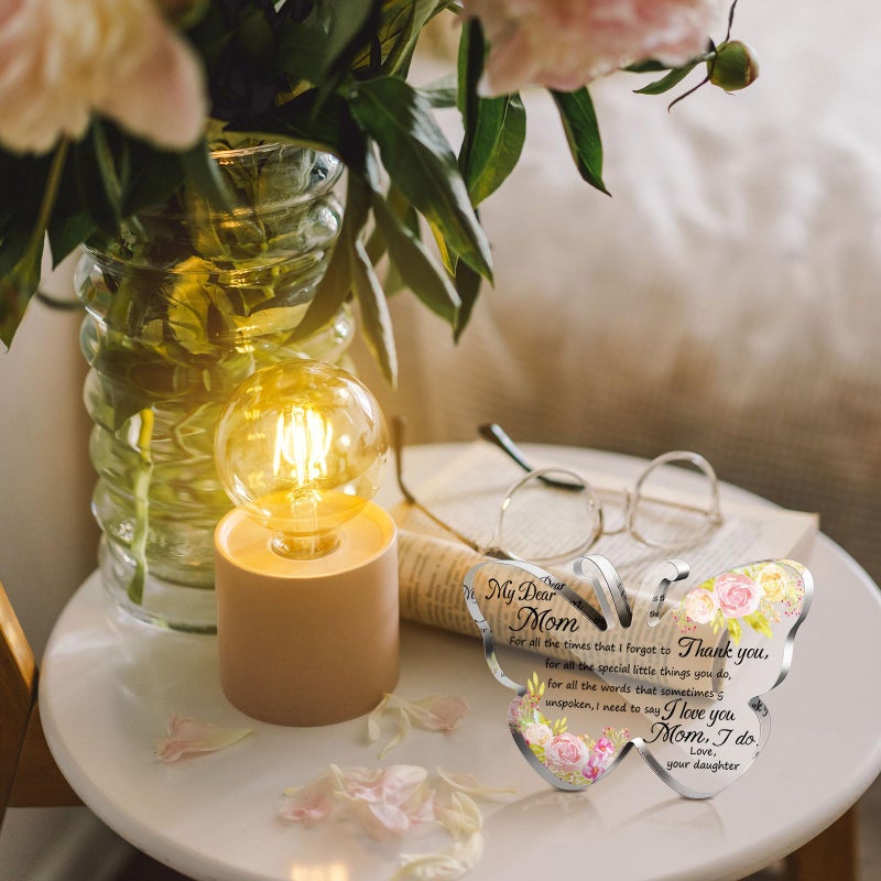 Jetec Mothers Day Gifts for Mom Acrylic Mom Gift Birthday Gift Sign Plaque Presents from Daughter Son Grateful Christmas Valentines Birthday Gifts 5.91 x 5.91 x 0.55 Inches(Lively) - Image 2