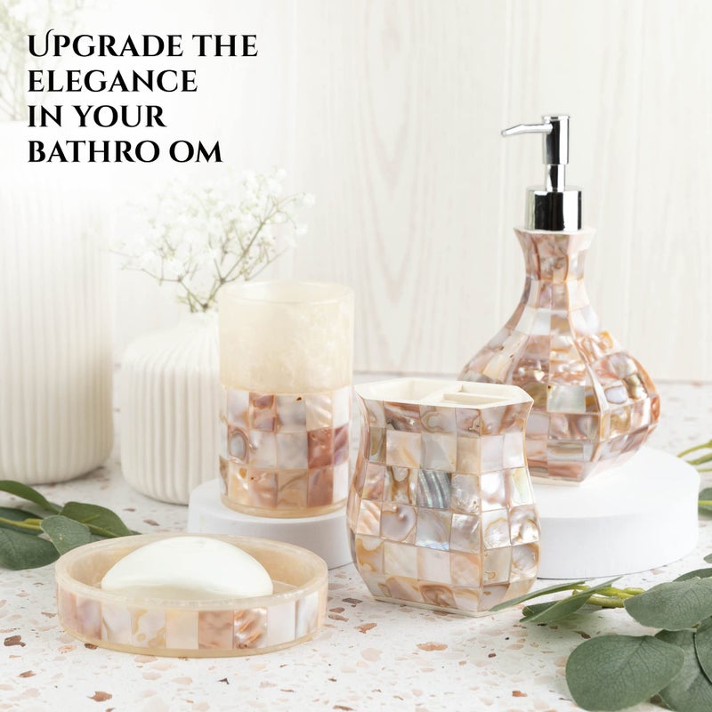 Creative Scents Milano Bathroom Toothbrush Holder - Decorative Bathroom Toothbrush Organizer Finished in Beautiful Mother of Pearl, 3 Slot Toothbrush Holder for Bathroom Fits Multiple Brushes - Image 4