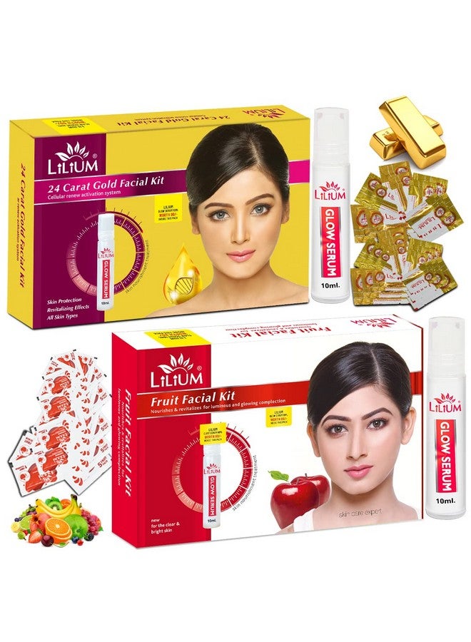 Lilium Fruit & Gold Facial Kit Pack of 2 Nourishes, Revitalizer For Luminous & Cellular Renew Activation System, 120g - Image 1