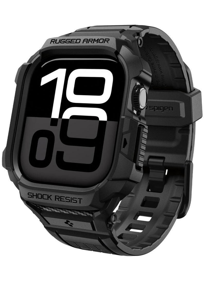 Spigen Rugged Armor Pro 2 for Apple Watch Series 11 / 10 (46mm) Case with Band Strap - Matte Black - Image 1