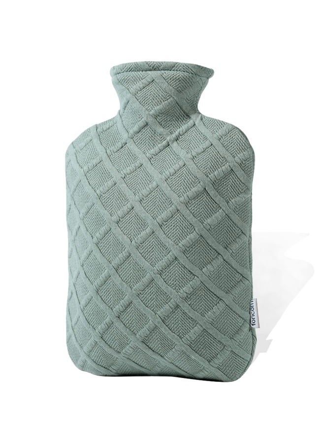 FORICOM Hot Water Bottle–PVC 2.0L Hot Water Bag with Soft Cover, Bpa Free, Odourless, for Pain Relief Ease Aches Cold Hot Therapy(Green) - Image 1
