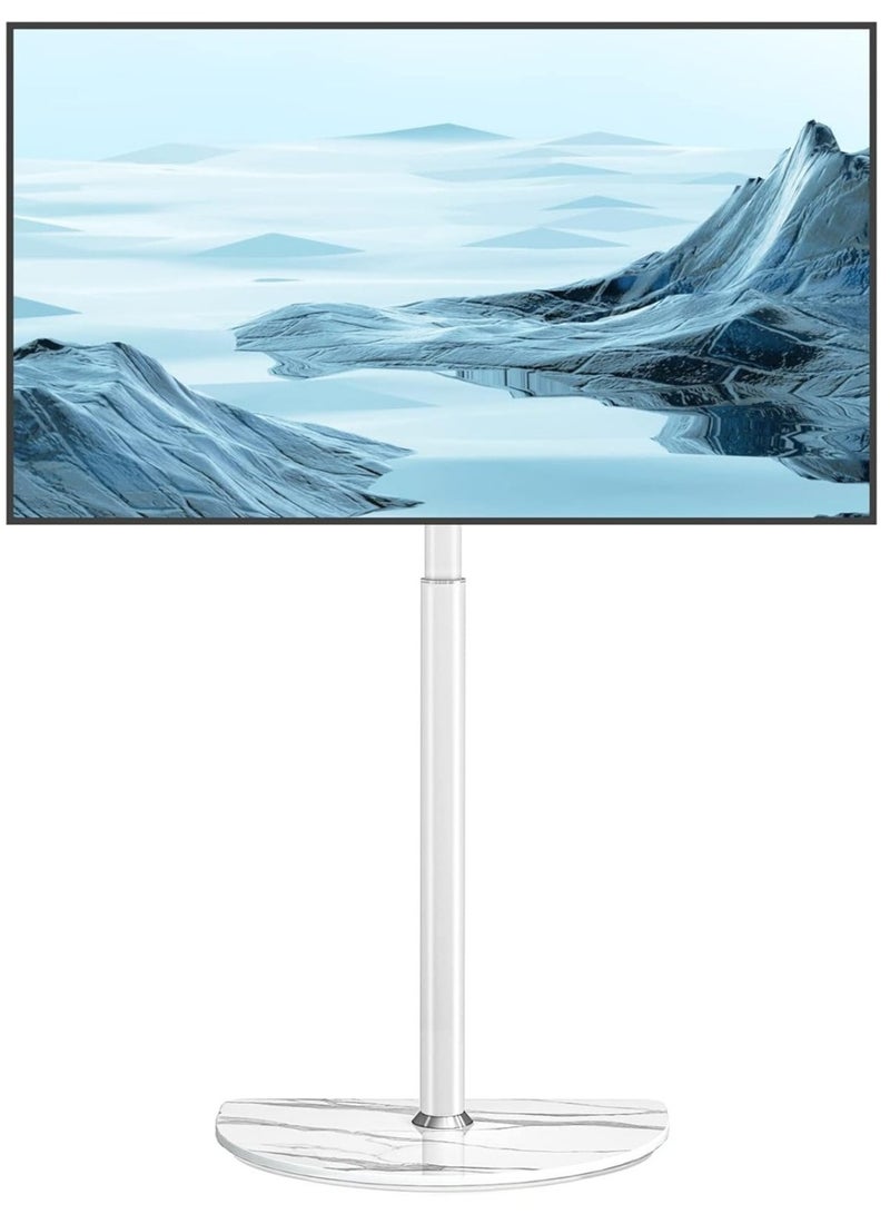 Rfiver Universal Corner TV Floor Stand with Swivel Mount for 32-65 inch LED LCD Plasma Flat Panel or Curved Screen Tvs up to 40 kg, Mid Century Modern TV Stand with Height Adjustable and Semi Circular Glass Base, VESA 400x400 mm, White | TF1202MAW - Image 1