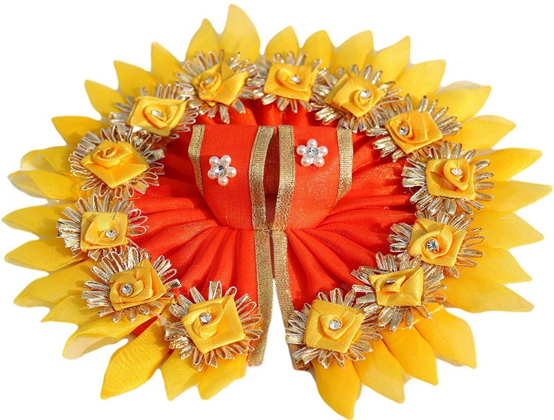 Geetanjali OneStoreIndia Handmade Laddu Gopal jiKrishna ji Designer Dress with Artificial Flower ADAmerican Diamond Pearl StoneLG 50 - Image 2