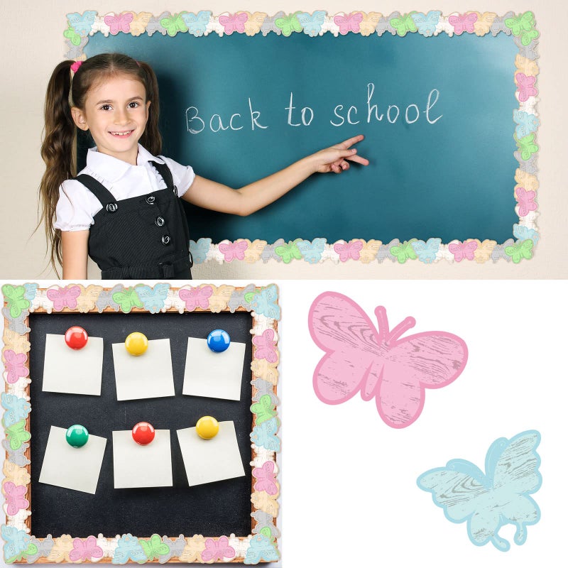 Panelee Fresh Butterflies Border 68.9 Feet Bulletin Board Border Butterflies Flowers Bee Space Inspirational Cute Decor for Classroom Bulletin Boards Chalkboard Wall Decor - Image 4