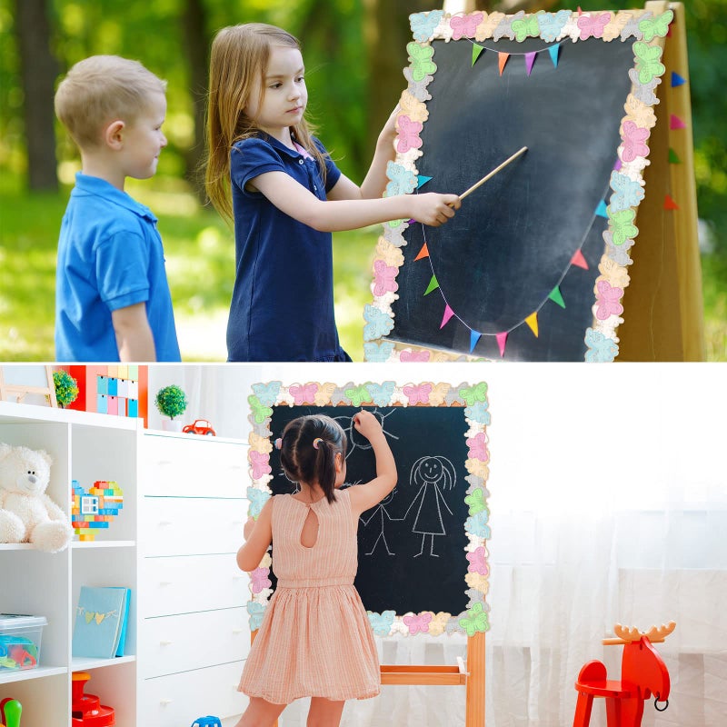 Panelee Fresh Butterflies Border 68.9 Feet Bulletin Board Border Butterflies Flowers Bee Space Inspirational Cute Decor for Classroom Bulletin Boards Chalkboard Wall Decor - Image 5