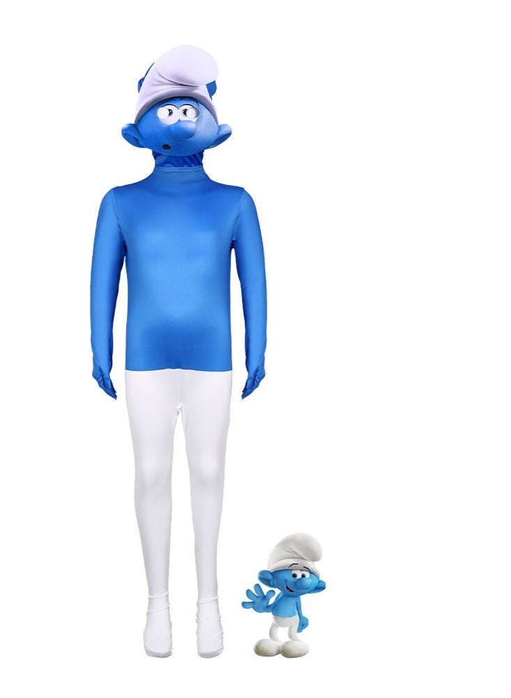 NIBEMINENT Halloween Smurfs movie role-playing tight-fitting jumpsuit - Image 1