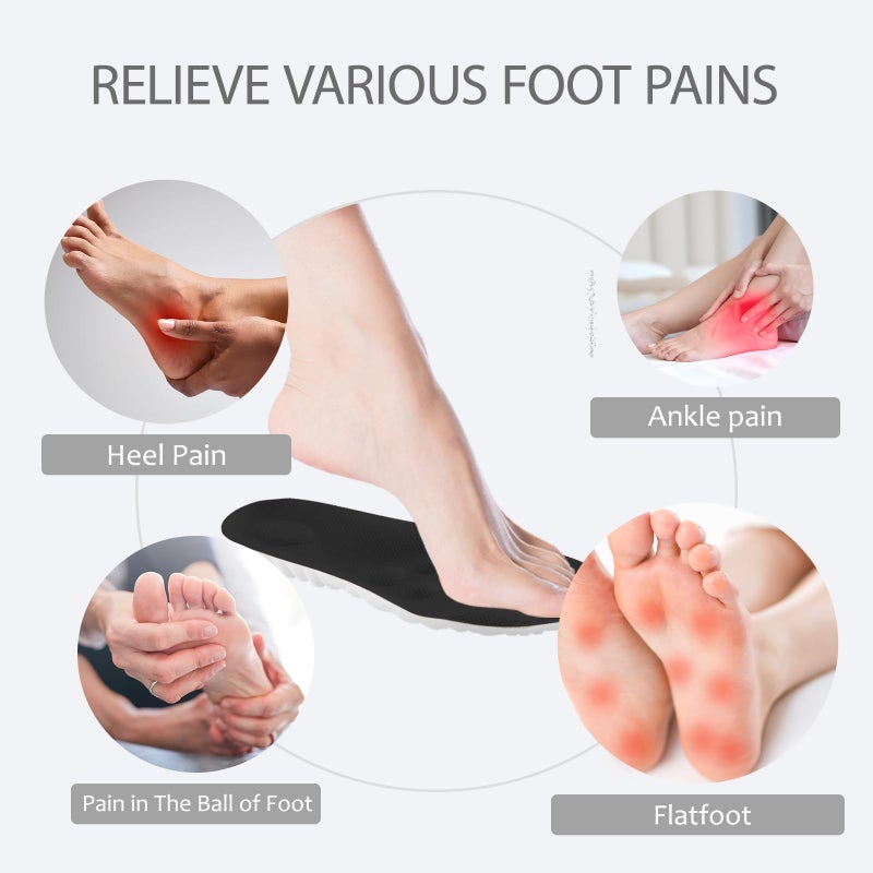 DWTWLE 4D Cloud Insoles for Men, Memory Foam Cloud Insoles Super Soft Anti-Fatigue, Shock Absorption, Relieve Foot Pain (Black, US 14-14.5) - Image 4