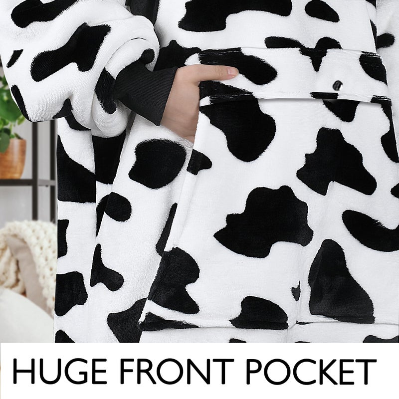 Catalonia Catalonia Cow Print Oversized Hoodie Blanket Sweatshirt  Comfortable Sherpa Lounging Pullover for Adults Men Women Teenagers Wife Girlfriend  Cow Gift  - Image 5