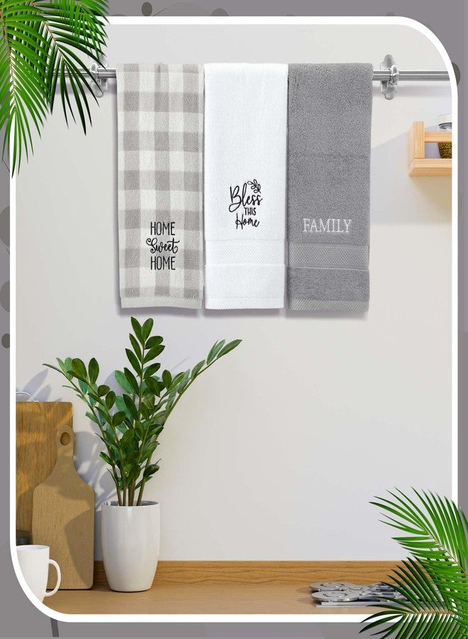 Pickmesh 3 Pcs Farmhouse Hand Towels Rustic Decorative Bathroom Towels Home Farmhouse Gifts 9.8 x 19.7 Inch Cotton Embroidered Kitchen Decors for Father's Day Family Bathroom Housewarming Home Decor - Image 4