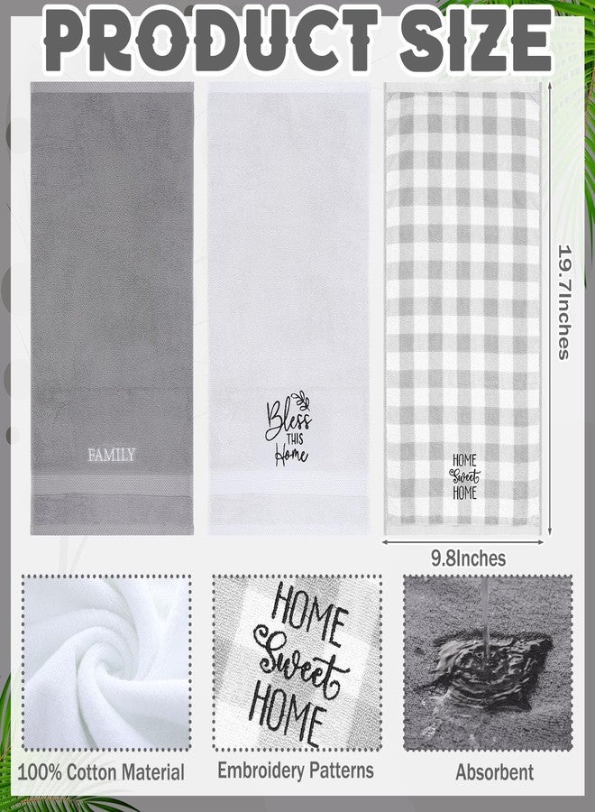 Pickmesh 3 Pcs Farmhouse Hand Towels Rustic Decorative Bathroom Towels Home Farmhouse Gifts 9.8 x 19.7 Inch Cotton Embroidered Kitchen Decors for Father's Day Family Bathroom Housewarming Home Decor - Image 3