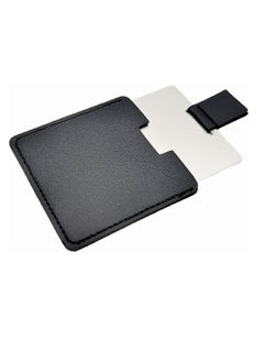 Oasisgalore Pocket Mirror Travel Mirror 2.36 Inches Mini Handheld Stainless Steel Mirrors with PU leather Case (Black)  - Image 1