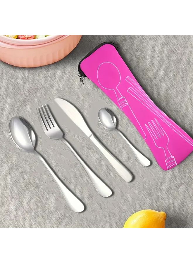 Black Reusable Outdoor Portable Cutlery Set For Camping Picnic Travel Dining - Image 2