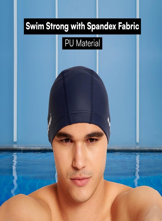 SHIFTER Swimming Cap for Men Spandex Fabric Swimming Caps for Women Unisex Swim Cap for Boys, Girls and Kids Swimming Cap for Women Long Hair Swimming Head Cap Men Breathable Fabric, Easy Fit - Blue - Image 2