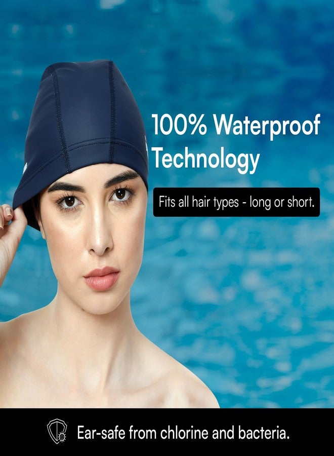 SHIFTER Swimming Cap for Men Spandex Fabric Swimming Caps for Women Unisex Swim Cap for Boys, Girls and Kids Swimming Cap for Women Long Hair Swimming Head Cap Men Breathable Fabric, Easy Fit - Blue - Image 5