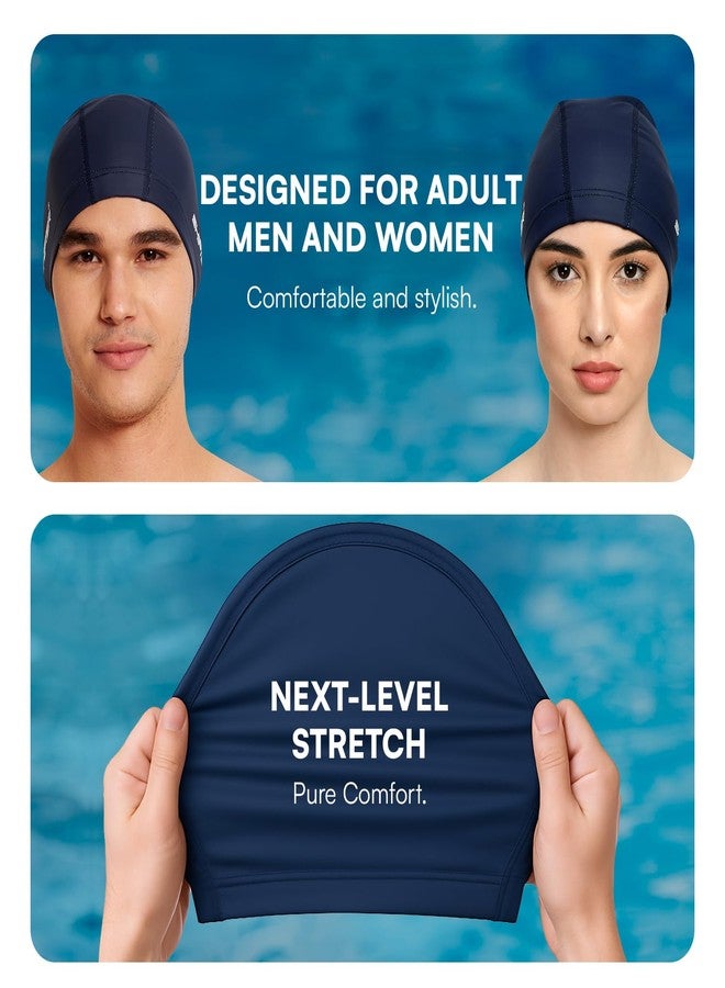 SHIFTER Swimming Cap for Men Spandex Fabric Swimming Caps for Women Unisex Swim Cap for Boys, Girls and Kids Swimming Cap for Women Long Hair Swimming Head Cap Men Breathable Fabric, Easy Fit - Blue - Image 3