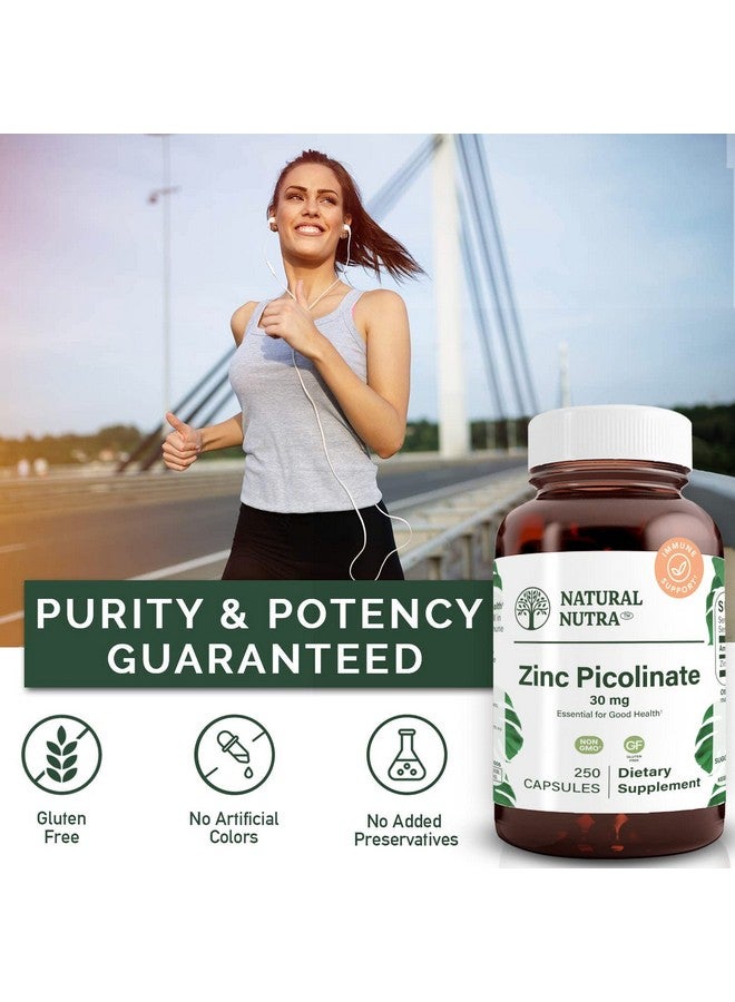Natural Nutra Zinc Picolinate 30 mg, Double Strength, Raw and Pure, Highly Bioavailable Supplement for Growth and Immune Support, Helps Support Metabolic System, Decrease Common Cold 250 Capsule - Image 4