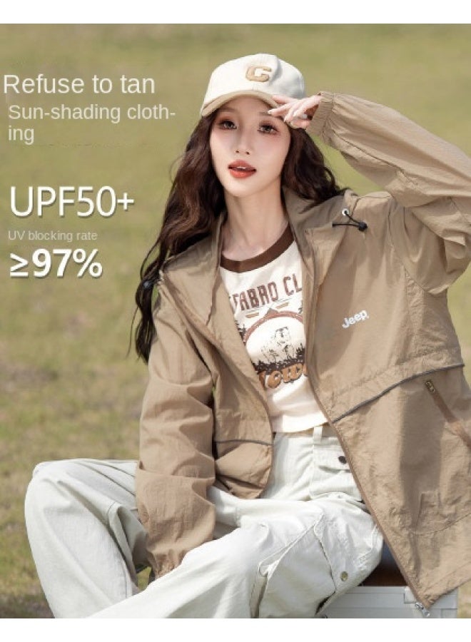 Jeep Lightweight Sun Protection Jacket For Women - Summer Uv Blocking Breathable Outdoor Hooded Cover-up Workwear Skin Jacket - Image 1