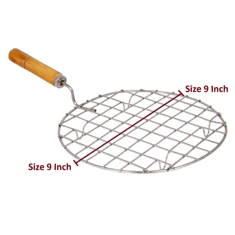 BE MALL BE MALL Wire Round Wooden Handle Roaster Papad Jali, Paneer Grill, Roti Maker, Barbeque Jali Roaster Chapati Toast Grill Roaster  - Image 2