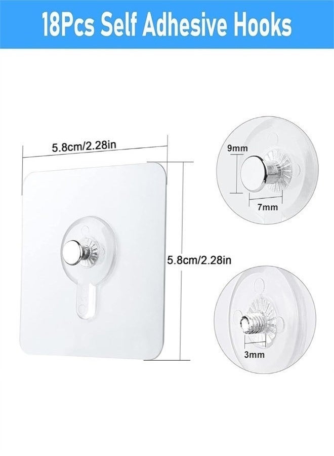 ACECOAT 18pcs Self-Adhesive Picture Hangers, Transparent Waterproof Wall Hooks for Heavy Duty, No Nails Needed - Ideal for Home, Kitchen, Bathroom, Office - Image 2