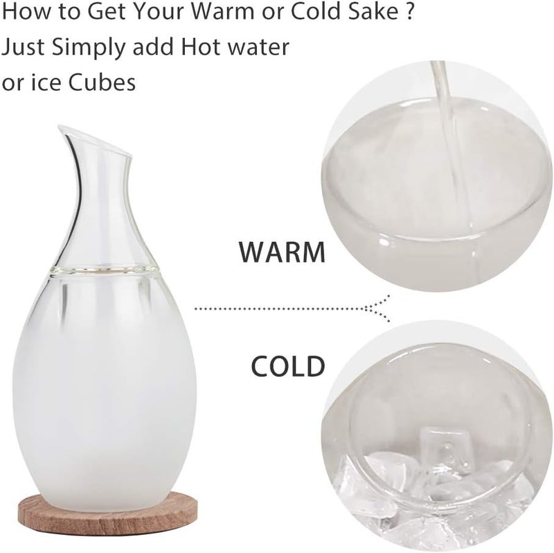 Zens Sake Set Glasses, 8.5 Ounce Sake Carafe Cups with 6 Saki Cup Set for Warmer or Cold Japanese Wine with Stone Coaster Gift Sets - Image 5