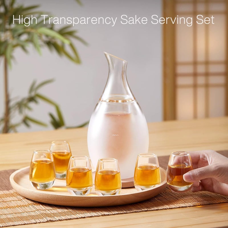 Zens Sake Set Glasses, 8.5 Ounce Sake Carafe Cups with 6 Saki Cup Set for Warmer or Cold Japanese Wine with Stone Coaster Gift Sets - Image 2