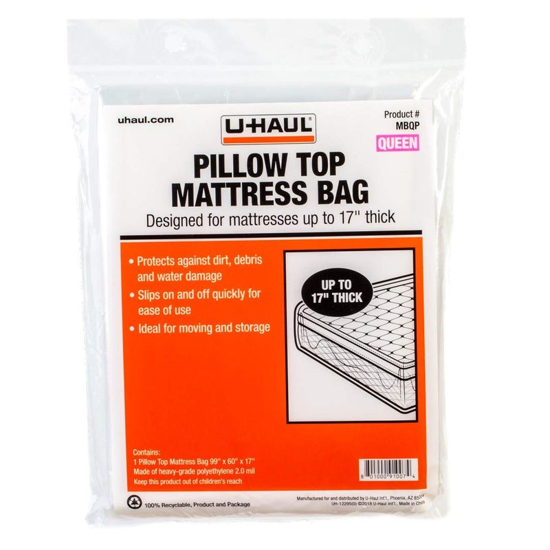 U-Haul UHaul Pillow Top Queen Mattress Bag  Moving  Storage Cover for Mattress or Box Spring  99 x 60 x 17 