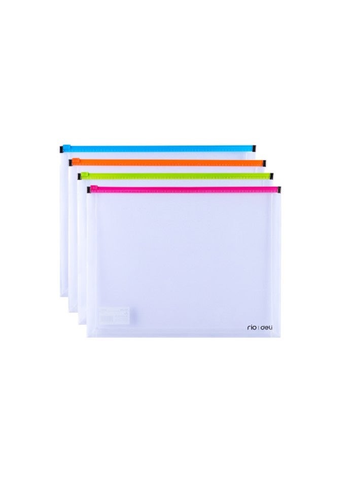 Deli A4 Zip File Bag ,Transparent Plastic Document Pouch with Slider Closure - Image 3