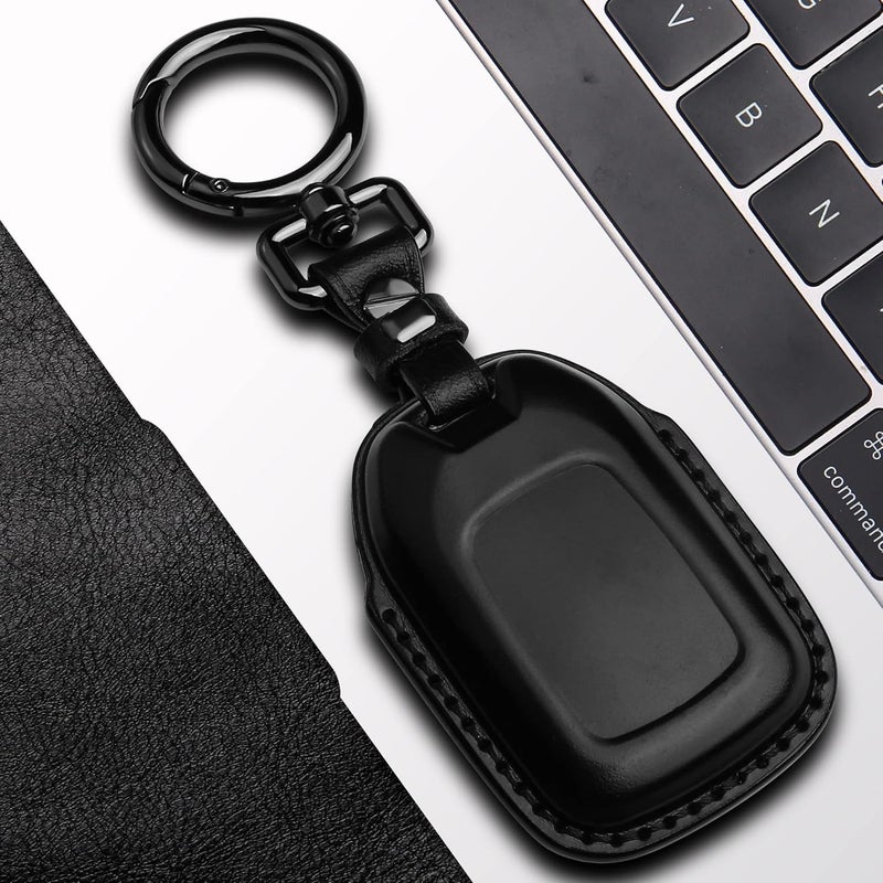 Tukellen Compatible with Chevrolet Leather Key Fob Cover with Keychain,fit 2019 2020 2021 Silverado GMC Sierra Smart Remote Key Shell, Genuine Leather for Chevy Key case(5 Buttons)-Black(Red line) - Image 5