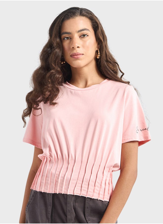FAV - Printed Pintuck Detail T-Shirt - Image 1
