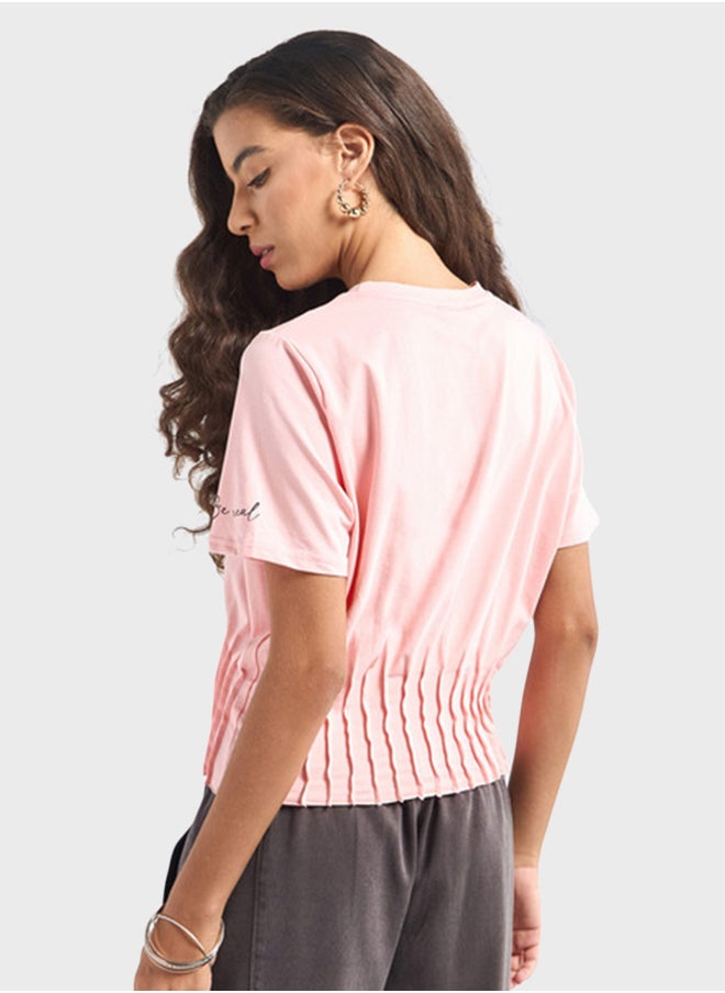 FAV - Printed Pintuck Detail T-Shirt - Image 1