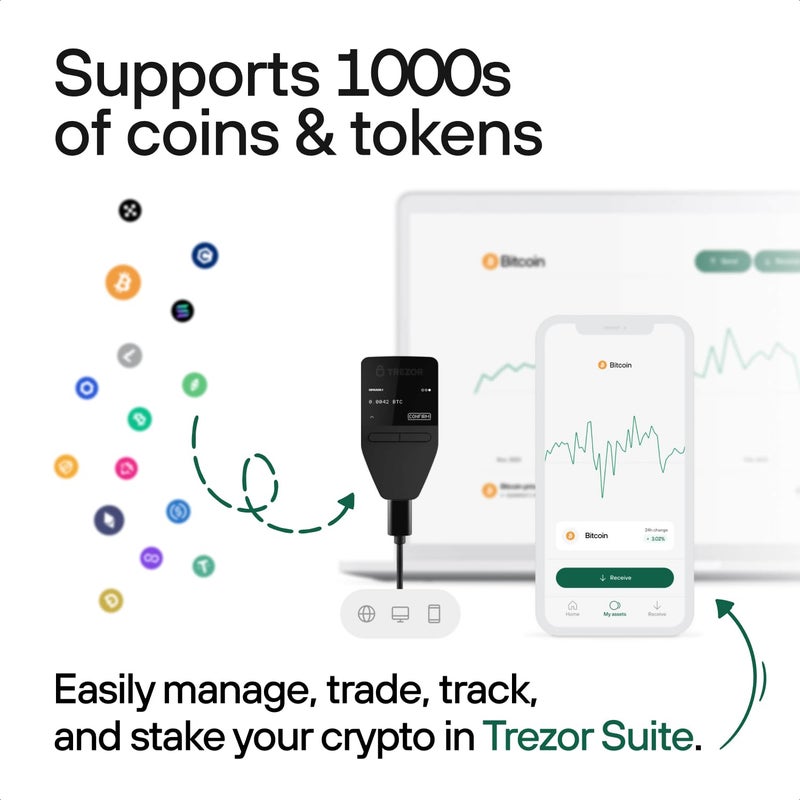 TREZOR محفظة تريزور الآمنة 3 - محمية بكلمة مرور وعنصر أمان - اشترِ، خزّن، وأدِر الأصول الرقمية ببساطة وأمان (أسود كوني) - Image 3